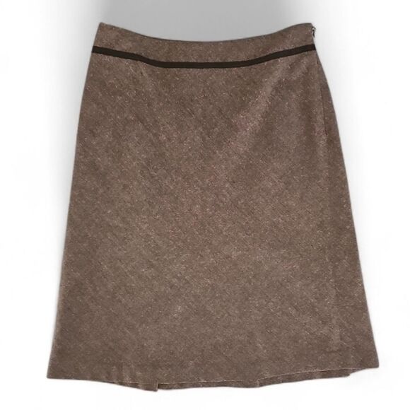 Ann Taylor Wool Silk Tweed A-Line Skirt Sz 6 Brown Timeless Winter Work Classic - Picture 3 of 12